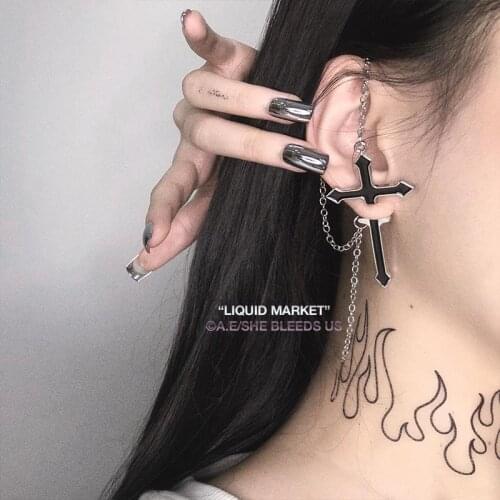 Fashion Punk Rock Earring For Women Cross Drop Earrings Vintage Crystal Ear Cuff Girls Jewerly Cool Butterfly Bohemia Earclip