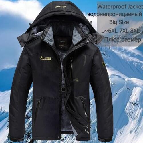 Winter Jacket Men 5XL 6XL 7XL 8XL Thick Warm Parka Coat Waterproof Mountain Jacket Pockets Hooded Fleece Windbreaker Jacket Men