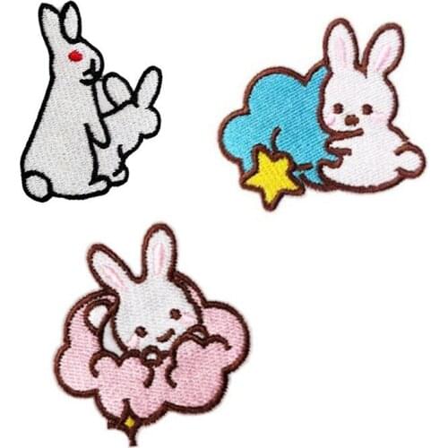 20pcs/lot Embroidery Patch Cartoon Animal Bunny Rabbit Star Flower Clothing Decoration Craft Diy Iron Heat Transfer Applique
