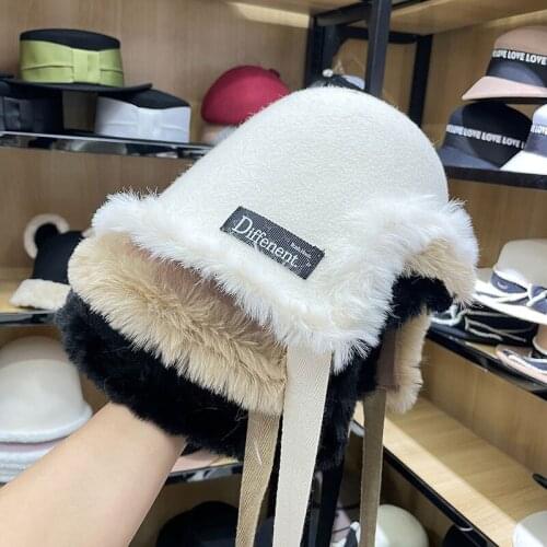 New Korean Fashion Wool Hairy Lolita Winter Snow Bucket Cute Girl Skullies Beanies Hat Caps Men Cool Hat Bonnet Enfant Ski Masks