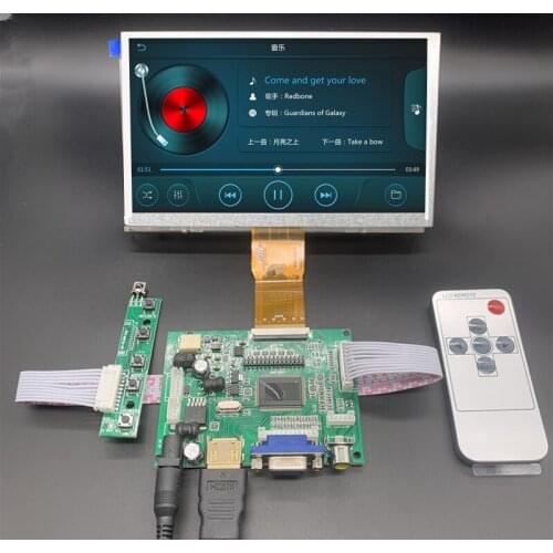 7''HD Screen Display LCD TFT Monitor with Remote Driver Control Board 2AV HDMI VGA for Lattepanda,Raspberry Pi Banana Pi