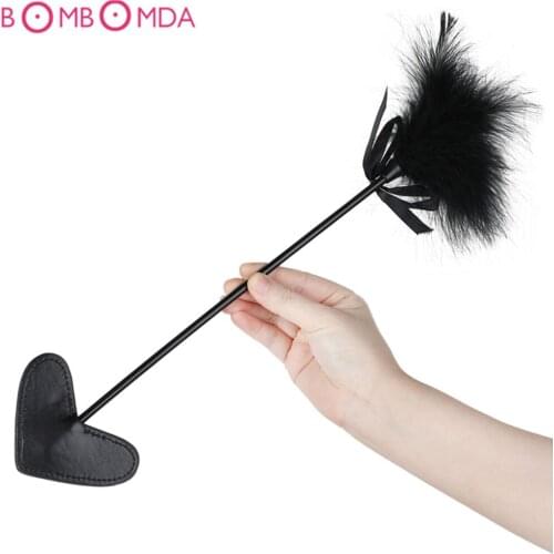 Sex Spanking Pu Leather whip With Feather Handle Lash Fetish Flogger Horse Whip Adult Sex Product BDSM Sex Tos For Couples Man