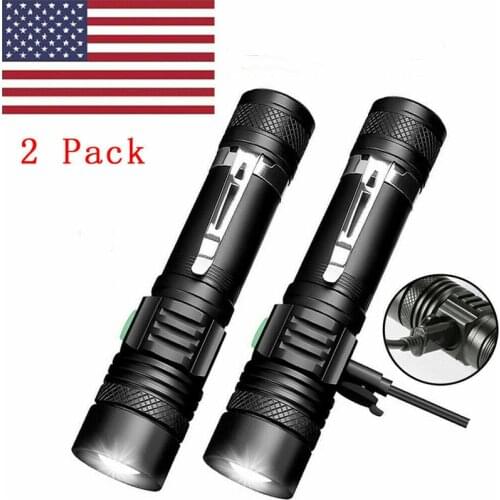 Portable T6 Tactical Military LED Flashlight Powerful USB Rechargeable Pocket Flashlight 3 Modes Waterproof Outdoor Camping Tool