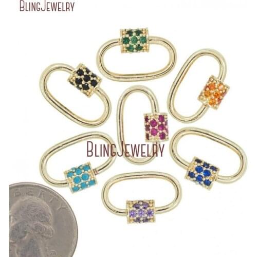 Gold Filled Oval LOCK CZ Micro Pave Oval Shape Screw Clasp Lock Carabiner Pave Lock 12x19mm FC29960