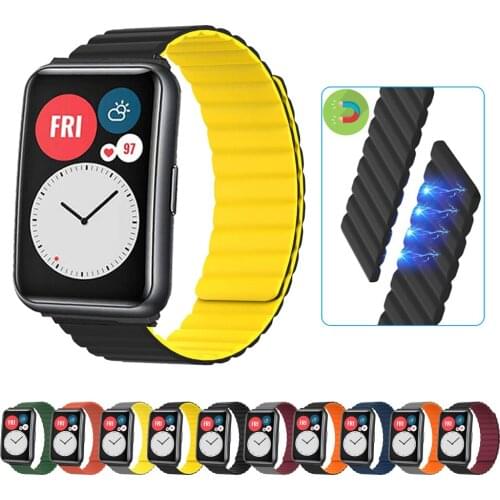 Silicone Band For Huawei Watch Fit Strap Magnetic Watchband Replacement Bracelet Correa For Huawei Watch FIT band Accessories