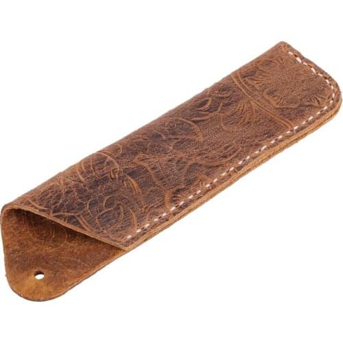 Handmade Leather Double Pen Case Holder for Ballpoint Pen Fountain Pen Sleeve Pen