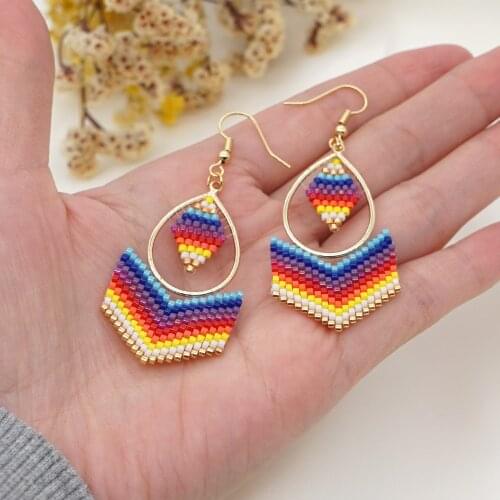 Go2boho Miyuki Rainbow Earring Brick Stitch Earrings For Women Jewelry Native Pendientes Handmade Hanging Ear Ring Jewellery