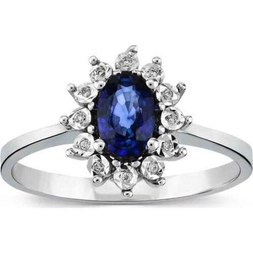 Symbol Gold 0.61 Carat Diamond Sapphire Ring Baguette Chic Jewelry Lover Rings Engagement Anniversary Wedding For Women