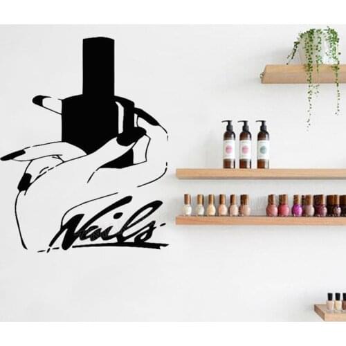 Nail Stylist Nail Polish Girl Hand Wall Decal Nails Art Manicure Pedicure Service Stickers Home Decor Girls Beauty Salon Z725