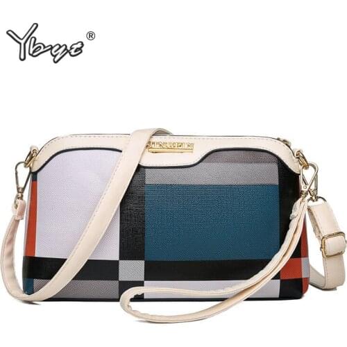New casual plaid women messenger bags fashion stitching wild shoulder bag female clutches crossbody bags women leather handbags