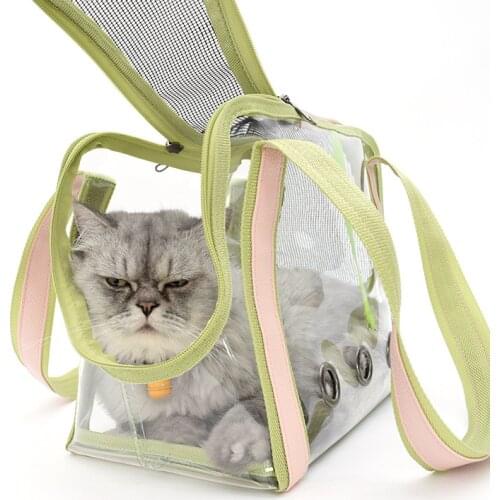 Free Shipping Cat Bag Breathable Portable Pet Carrier Bag Outdoor PU Travel Transparent Large Space Pet Bag Cat Supplies