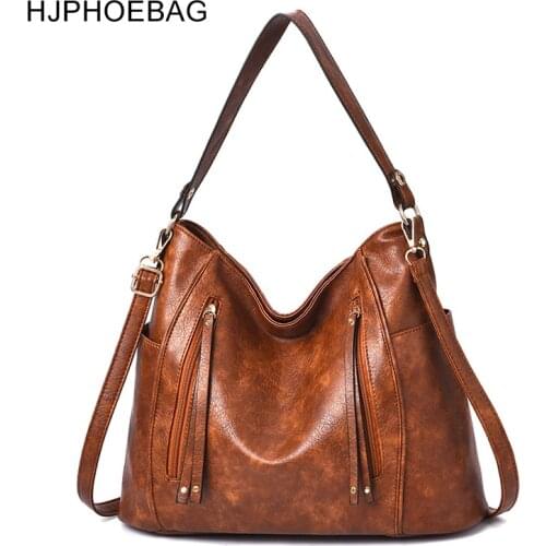 HJPHOEBAG luxury Casual Tote Shoulder Bag Women PU Leather Handbags Fashion Vintage Cross Shoulder Bag bolsa feminina YC339