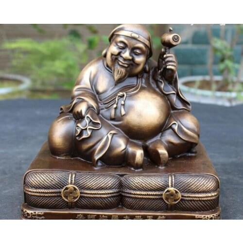 Tibet Buddhism Pure Bronze Mahakala Wrathful Deity Buddha Jambhala Mammon Statue