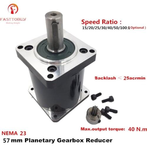High Precision Ratio 15/20/25/30/40/50/100:1 Planetary Reducer 25 acrmin for NEMA23 57mm Servo / Stepper Motor 57XG
