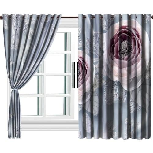 3D Curtain Beautifully Embroidered Two Delicate Flowers Floral Curtain Living Room Bedroom Beautiful Practical Shade Curtains