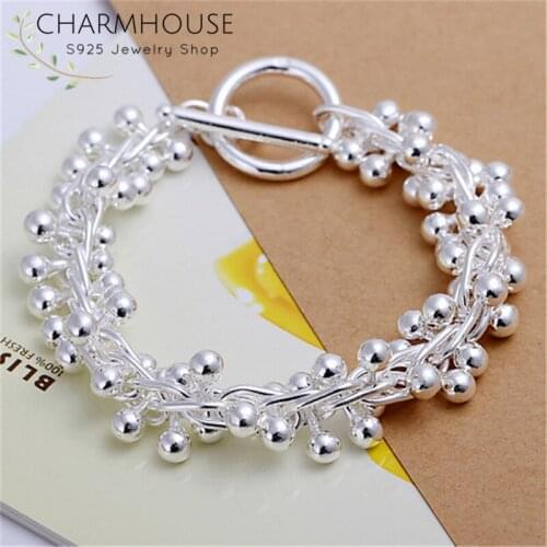 Charmhouse Pure Silver 925 Bracelets For Women Multi Beads Ball Chain Bracelet Wristband Pulseira Fashion Jewelry Accessories
