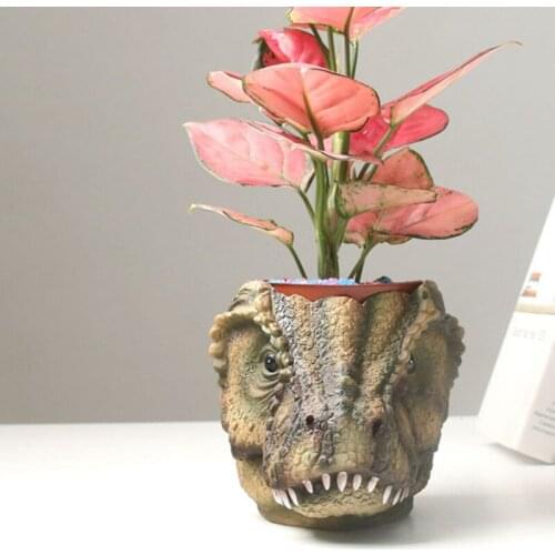 Home Garden Supplies Succulent Flower Pots Creative Dinosaur Head Planter Office Desktop Decoration Accessories Gifts