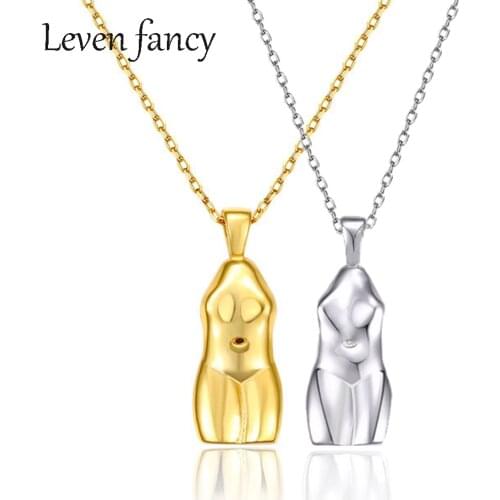 925 Sterling Silver Venus Female Body Feminist Pendant Necklace Women Body Goddess Charm Necklaces Pure Silver Jewelry
