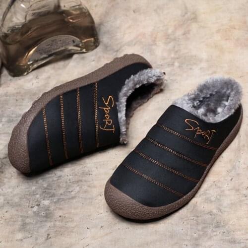 Coslony winter slippers men Warm Indoor Shoes Women waterproof slippers Non-slip room slides for men room Slippers plus size 48