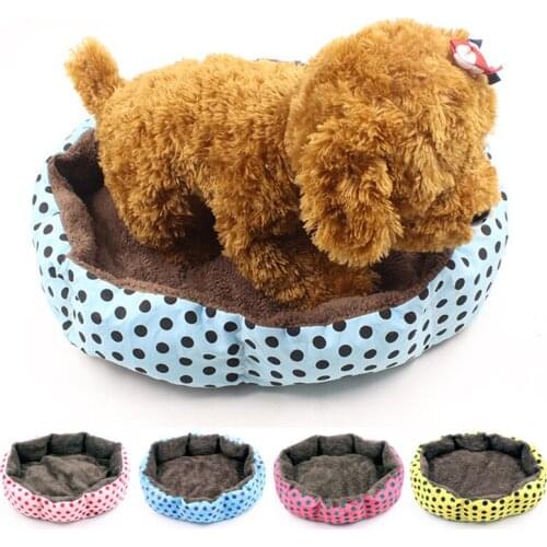 Winter Warm Pet Dog Bed Soft Fleece Dot Design Pet Nest With Removable Pet Mat Octagon Shape Kennel Cats Puppy for Small Dogs