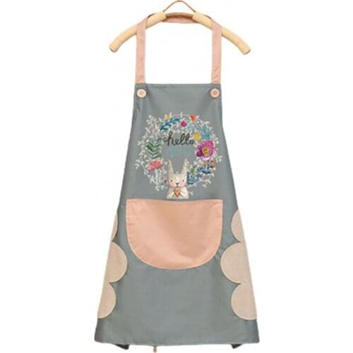 1Pcs Women Shop Apron Wipeable Waterproof Oil-Proof Cartoon Wreath Rabbit Kitchen Pinafore Apron Baking Accessories фартук