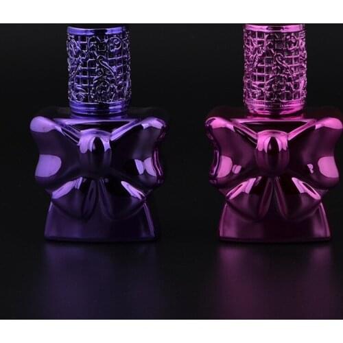 13 ML Glass Essential Oil Refillable Bottle Empty Cosmetic Cream Jar Roll On Alloy Cover Portable Emulsion Bottle Bowknot 10pcs