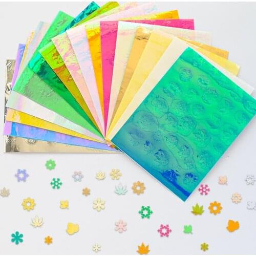 16pcs/set Multi-Patterns Nail Hollow Stickers Holographic Maple/Snowflakes/Flower Decoration Stencil DIY Manicure Holo Decals#1