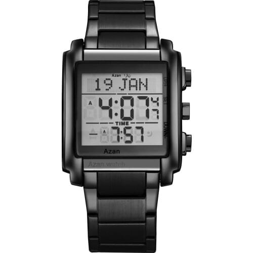 2021 New Muslim Prayer montre watch gold stainless steel Islamic Azan wrist Watch 6003