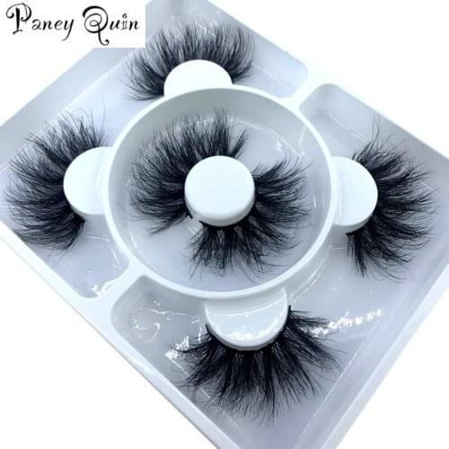 3 Pairs 25 mm makeup 3d Mink Lashes Bulk Faux with Custom Box Wispy Natural Mink Lashes Natural False Eyelashes Wholesales
