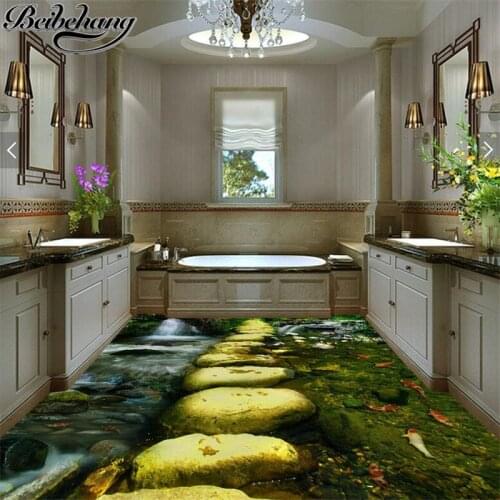 Beibehang Custom large-scale decorative floor stickers 3d self-adhesive three-dimensional Creek Road 3D under the naked floor