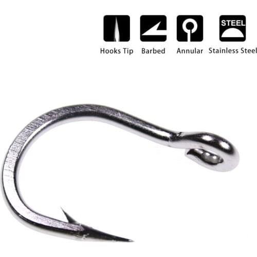 4/0 5/0 6/0 7/0 8/0 9/0 10/0 Thick Wire Stainless Steel Circle Hook Trolling Jig Hook Sea Fishing Terminal Tackle