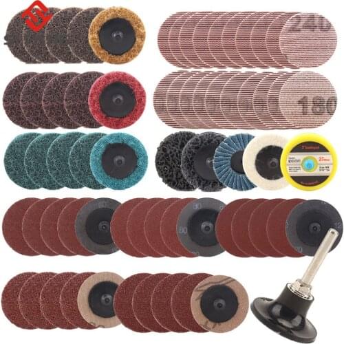 66pcs 50mm Sanding Discs Set 2inch Roloc Roll Lock Surface Sanding Disc Polishing Sandpaper For Rotary Tools