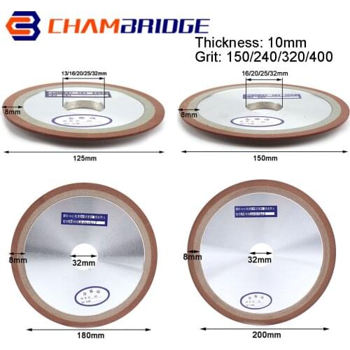 Diamond Grinding Wheel 125/150/180/200mm Cutting Disc Resin Bond Grinder For Tungsten Steel Milling Cutter Sharpener 150-400Grit