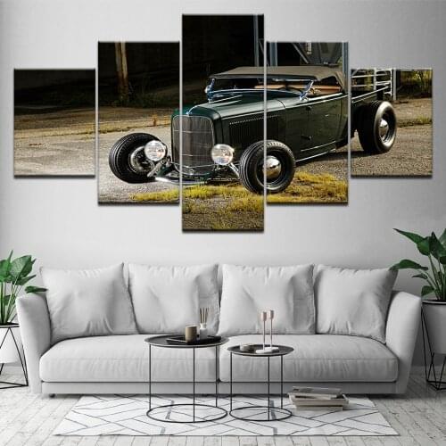 Sofa background Painting Wall Art Pictures Frame Home Decor For Living Room 5 Piece Classic Antique Hot Rod Vintage Car Poster