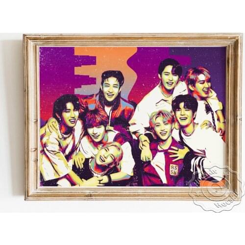 Stray Kids Men Group Art Prints Poster, Hip-Hop Music Singer Fans Collection, Handsome Boy Portrait Wall Picture, Star Wall Art
