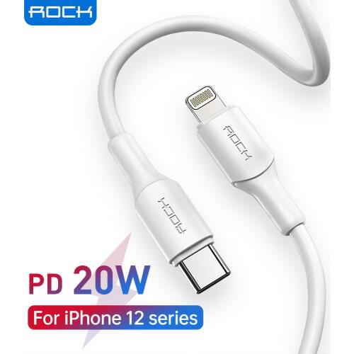 ROCK 20W PD USB C Cable For iPhone 12 Mini Pro Max Fast Charge USB C to Lighting Cable Data Wire Cord Phone Charger Type C Cable