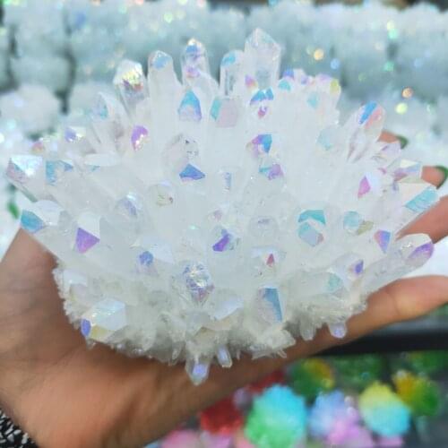 Natural Crystal Cluster Stone White Aura Angel Quartz Cluster Healing Stones Mineral Specimen Home Decor
