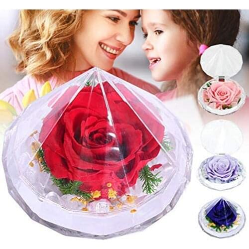Rose Preserved PVC Box Handmade Openable Portable Eternal Preserved Real Rose Flower Box For Mothers Day Heart-warming Gift