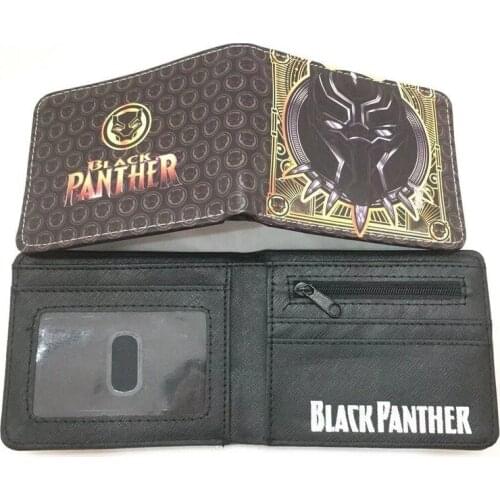 Disney Avengers Black Panther Captain Wallet Anime Peripheral Black Panther Techara Short Wallet