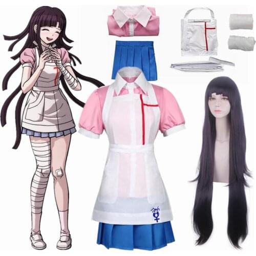 Mikan Tsumiki Cosplay Costume Danganronpa 2 Cosplay Wig Woman Maid Outfit Halloween Carnival Party Costumes Anime Adult Unisex