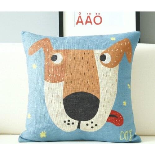 Creative Mediterranean Detective Dog cushion Linen Pillow Cotton Cushion cover Car Office Cushions Home Decor 45*45cm