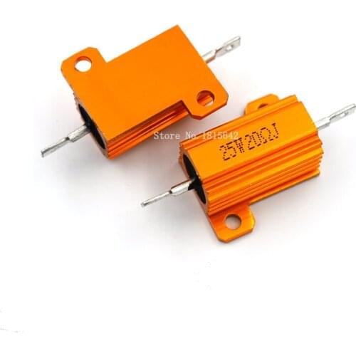 RX24 25W 20R 20RJ Power Metal Shell Aluminium Gold Resistor 25Watt 20 ohm Power Heatsink Resistance Golden Heat Sink Resistor