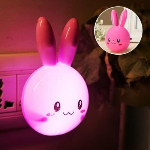Cartoon Rabbit LED Night Light AC110-220V Switch Wall Night Lamp With US Plug Gifts For Kid/Baby/Children Bedroom Bedside Lamp