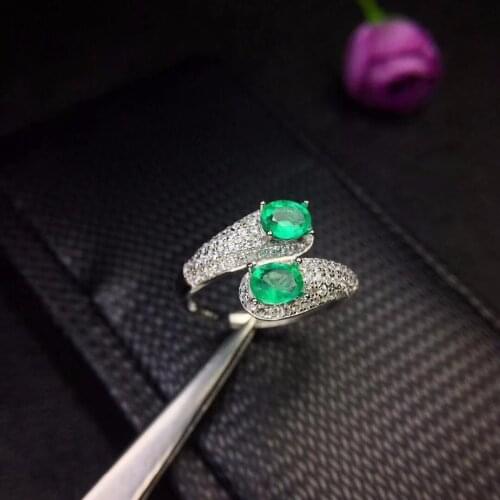 Natural emerald, small row, 925 silver, personality, style, latest design, favorite beauty