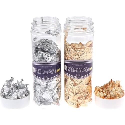 Small Pieces Real Genuine Edible Gold Silver Leaf Foil Flake Glod Foil For Edible Mask Decorative Dishes Cake Decoration NEW