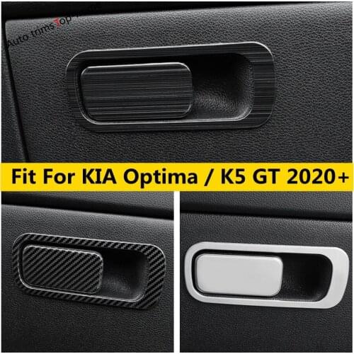 Stainless Steel Carbon Fiber / Silver Accessories Co-pilot Glove Box Decor Sequin Cover Trim For KIA Optima / K5 GT 2020 2021