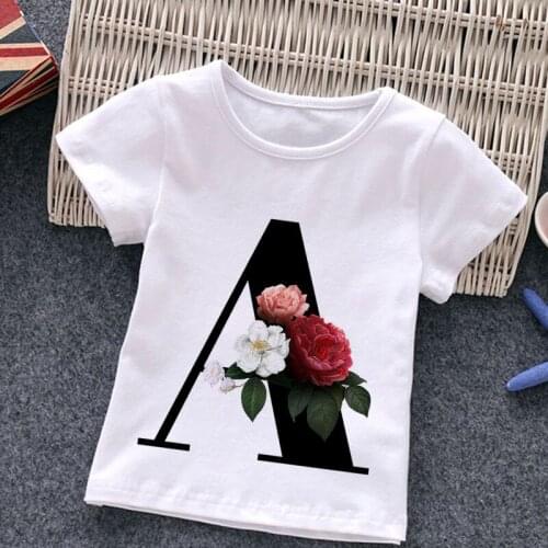 Unisex Summer New T-shirt Fashion Alphabet Girls Tshirts Harajuku Retro Boy Tshirt Flowers Element Nice Round Neck Kids T shirt