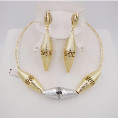 New design High Quality Italy 750 Gold Color Jewelry Set For Women african beads jewlery fashion necklcace set earring jewelry