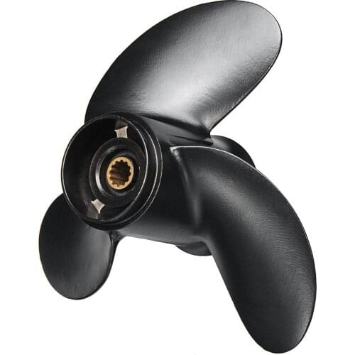 For Tohatsu Nissan-Mercury 8-9.8HP Outboard Propeller 3B2W64517-1 8.5X9 Boat Aluminum Alloy 3 Blades Black 12 Spline Tooths