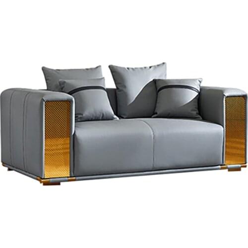 Postmodern light luxury small apartment leather art furniture combination Italian style model room Hong Kong style living room